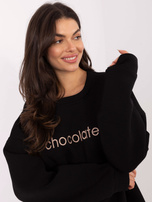 Czarna ocieplana bluza z napisem RUE PARIS