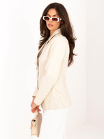 Jasnobeżowa taliowana marynarka z ekoskóry