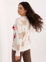 Ecru świąteczny sweter w śnieżynki