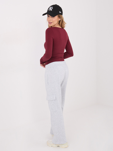 Szare dresowe spodnie cargo z prostą nogawką