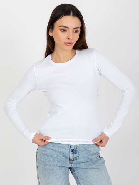 Hurtownia Biała bluzka basic longsleeve z bawełny