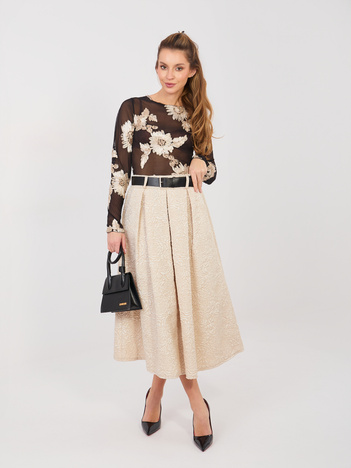 Beżowa spódnica z fakturowej tkaniny RUE PARIS