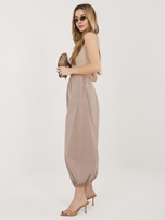 Ciemnobeżowe luźne spodnie parachute RUE PARIS 