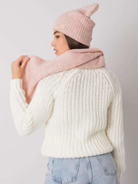 Brudnoróżowy komplet zimowy czapka i szalik RUE PARIS