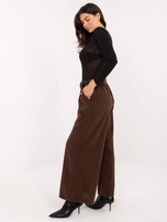 Brązowe sztruksowe spodnie z kieszeniami RUE PARIS