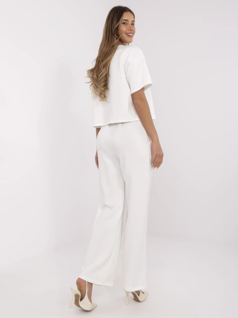 Ecru damski komplet z krótkim rękawem