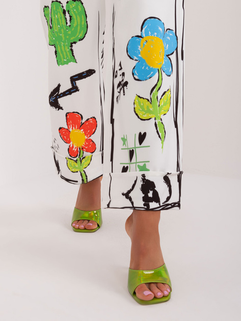 Hurtownia Ecru wzorzyste spodnie damskie