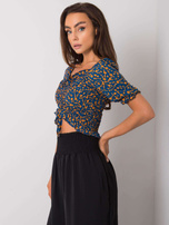 Niebieska bluzka z marszczeniami Laria RUE PARIS