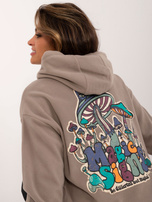 Hurt Ciemnobeżowa bluza kangurka z printem SUBLEVEL