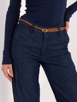 Granatowe jeansy z plecionym paskiem SUBLEVEL 