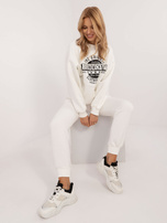 Ecru ocieplane spodnie dresowe ze ściągaczem