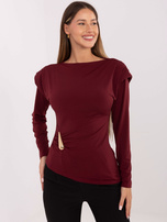 Bordowa wizytowa bluzka z drapowaniem