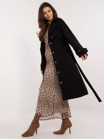 Hurt Czarny elegancki płaszcz o kroju trencza OCH BELLA