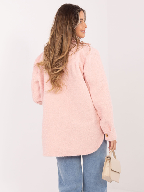 Jasnoróżowa koszulowa kurtka z kieszeniami RUE PARIS