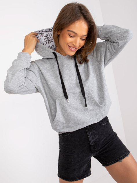 Szara melanżowa bluza dresowa z kapturem Palencia