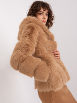 Hurt Camelowa futrzana kurtka przejściowa z kapturem