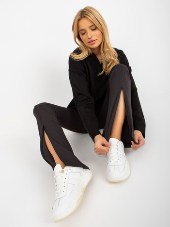 Wholesale Black Striped Leggings with Slits