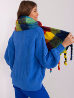 Hurtownia Granatowo-żółty szeroki szal damski