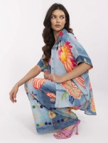 Niebieska damska koszula z kolorowym nadrukiem