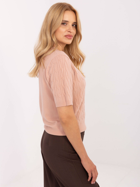 Brudnoróżowy damski sweter ze ściągaczami