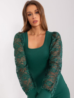 Warehouse Dark Green Fitted Striped Dress RUE PARIS
