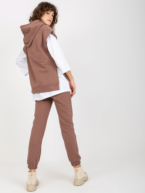 Hurt Brązowy trzyczęściowy komplet casualowy ze spodniami