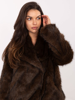 Ciemnobrązowa futrzana kurtka z kołnierzem RUE PARIS 