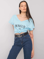 Niebieski t-shirt z nadrukiem Hortense