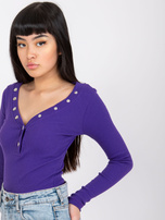 Dunkellila gestreifte Bluse Tracy RUE PARIS.
