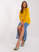 Hurt Ciemnożółty sweter klasyczny z długim rękawem