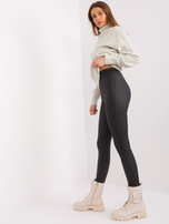 Hurtownia Czarne legginsy z ekoskóry z ociepleniem