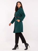 Ciemnozielony płaszcz z kieszeniami RUE PARIS