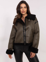 Hurtownia Khaki ocieplana kurtka zimowa typu biker