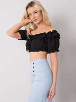 Czarny krótki top z falbanką Arnika OCH BELLA