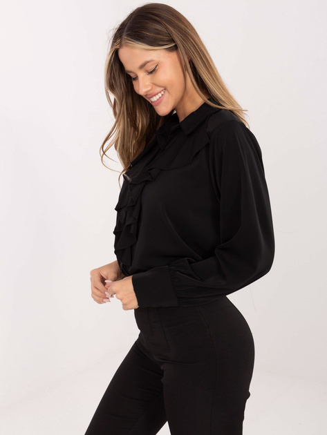 Czarna damska koszula z bufiastym rękawem