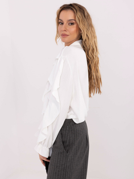 Biała rozpinana koszula z falbanami