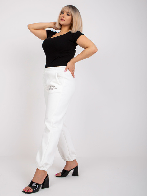 Białe spodnie dresowe plus size z bawełny Banni
