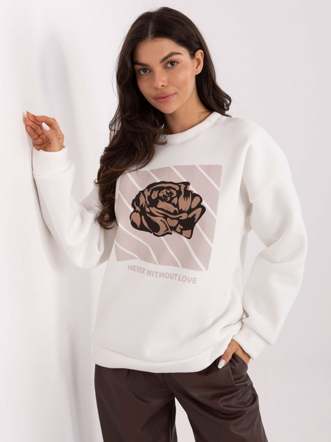 Ecru dresowa bluza oversize bez kaptura 