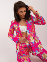 Hurt Ciemnoróżowy elegancki komplet damski z nadrukiem