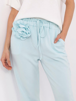 Hurt Miętowe dresowe spodnie z prostą nogawką 