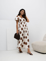 Brązowa letnia sukienka z elastycznym marszczeniem