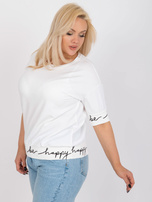 Ecru luźna bluzka plus size z okrągłym dekoltem 