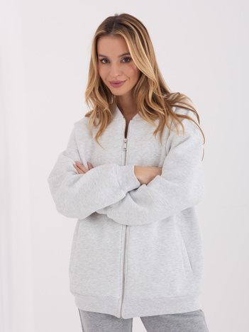 Jasnoszara damska bluza basic z suwakiem