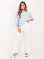 Jasnoniebieska bluzka oversize z rękawem 3/4  RUE PARIS 