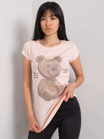 Jasnoróżowy t-shirt z aplikacją Misha