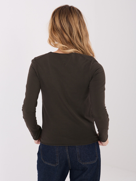 Czekoladowa damska bluzka basic z bawełny
