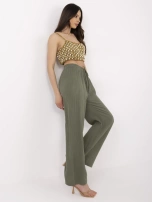  Khaki muślinowe spodnie z gumką w pasie OCH BELLA