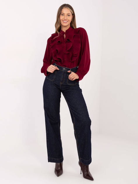 Burgundowa koszula z wiązaniem przy dekolcie