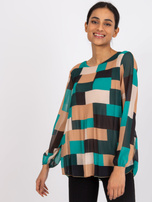 Green-beige patterned blouse Gabriella