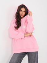 Pastelowa różowa bluza kangurka o kroju oversize RUE PARIS 
